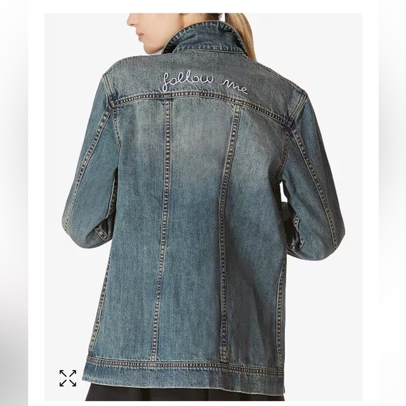 Avec Les Filles Embroidered Follow Me Cotton Longline Denim Jacket Small $98 - Picture 2 of 5